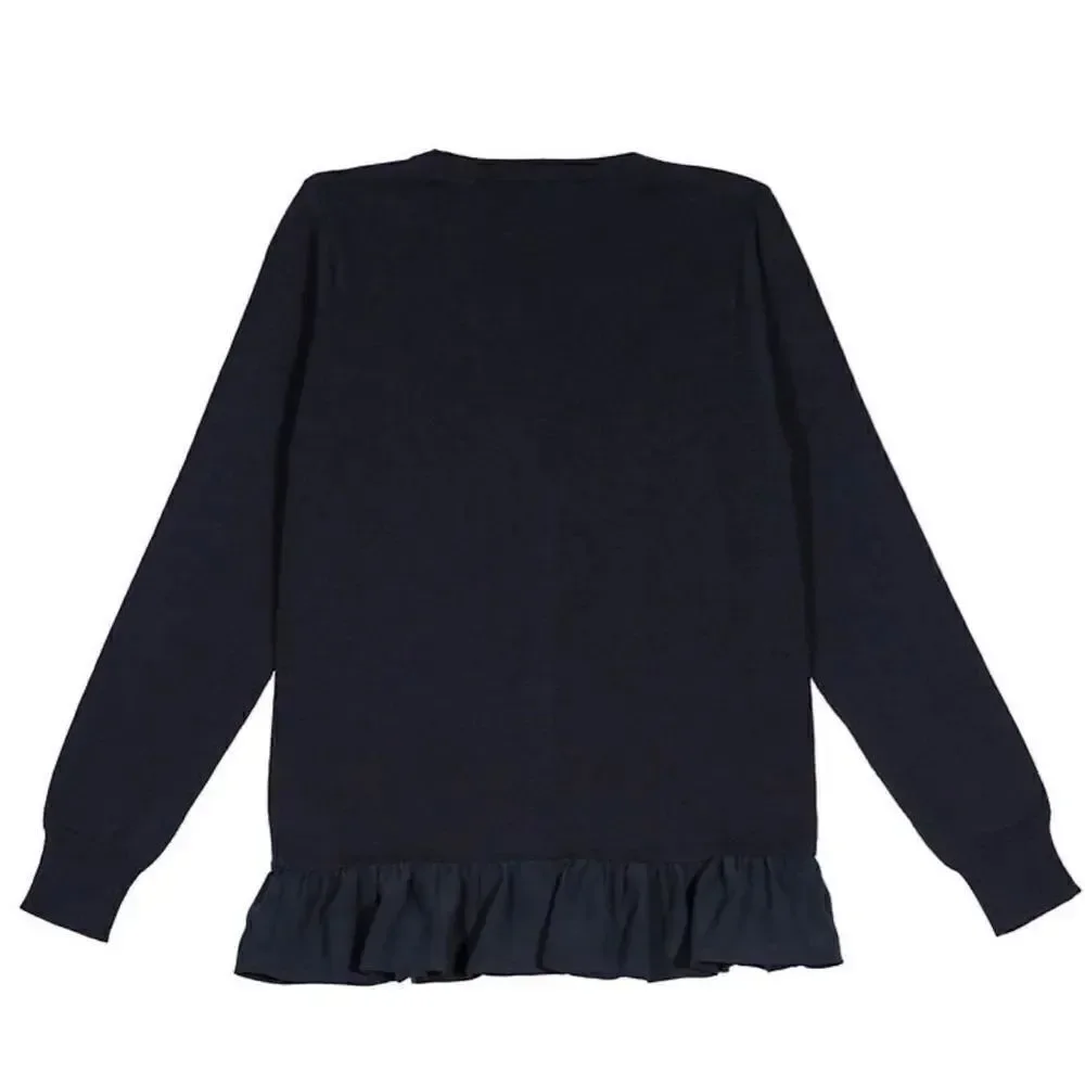 CHAPS GIRLS XL(16) Ruffled NAVY Cardigan Sweater